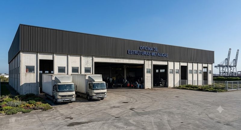 Oficina de estruturas metálicas do Estaleiro Ojuara